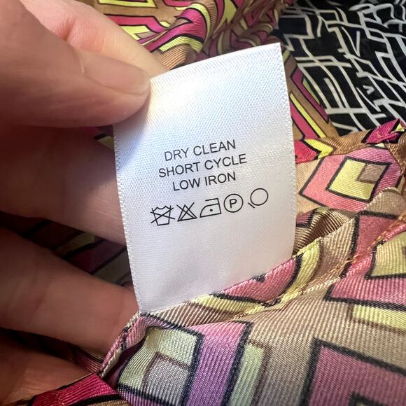 Per Se By Carlise Silk Button-down Blouse Modern Geometric Print  Size 6 - Picture 8 of 8